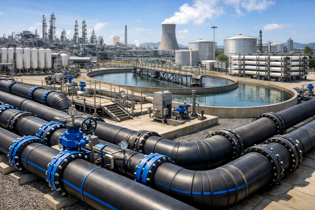 Water treatment plants ensuring reliable industrial water security with HDPE and MDPE pipeline infrastructure