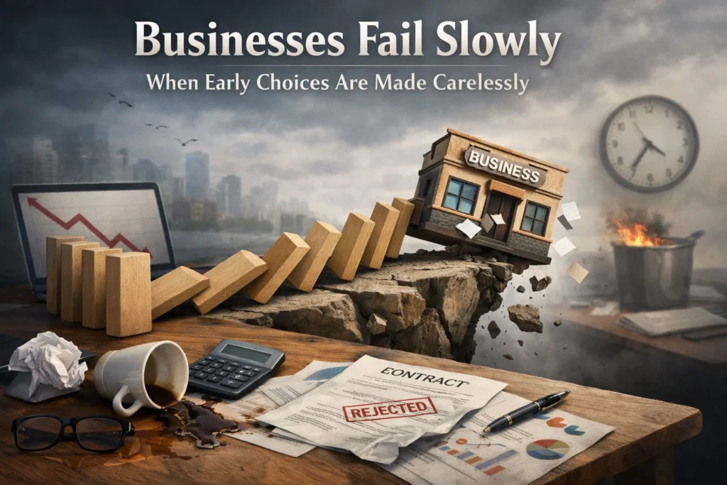 Businesses Fail Slowly When Early Choices Are Made Carelessly
